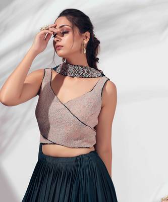 Bottle Green Georgette Crepe Lehenga 5