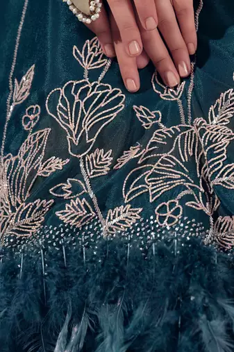 Bottle Green Georgette Crepe Lehenga