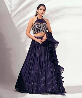 Purple Georgette Crepe Lehenga 1