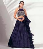 Purple Georgette Crepe Lehenga