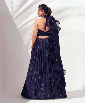 Purple Georgette Crepe Lehenga 2