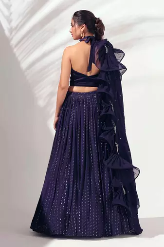 Purple Georgette Crepe Lehenga