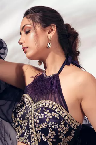 Purple Georgette Crepe Lehenga