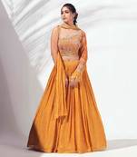 Mustard Yellow Crepe Lehenga