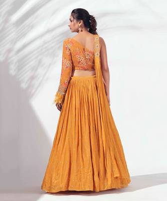 Mustard Yellow Crepe Lehenga 2