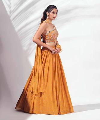 Mustard Yellow Crepe Lehenga 3