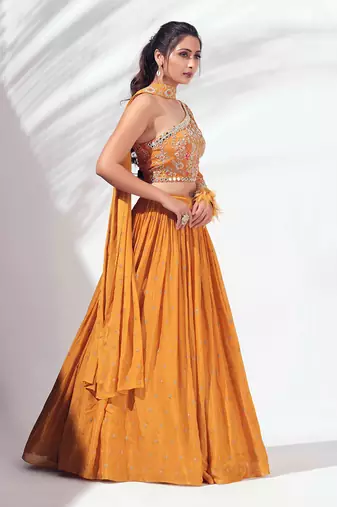 Mustard Yellow Crepe Lehenga