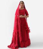 Red Net Bridal Lehenga