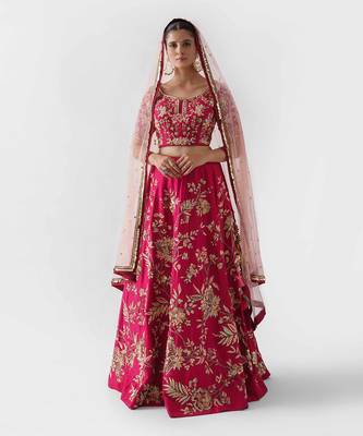 Rich Red Silk Bridal Lehenga 1
