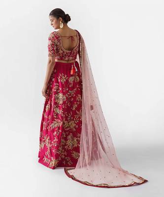 Rich Red Silk Bridal Lehenga 4
