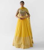 Yellow And Green Crepe Lehenga