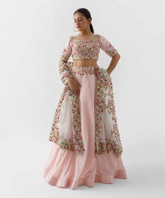 Pink Organza Lehenga 1