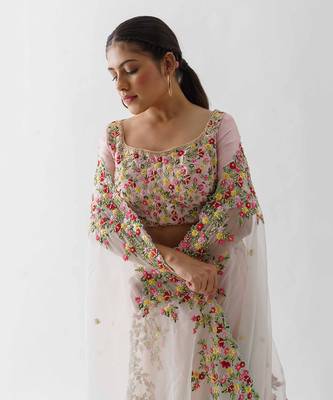 Pink Organza Lehenga 2