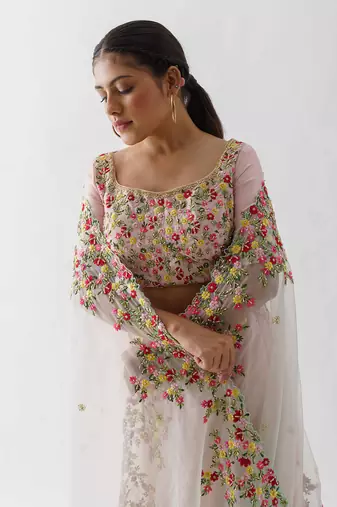 Pink Organza Lehenga