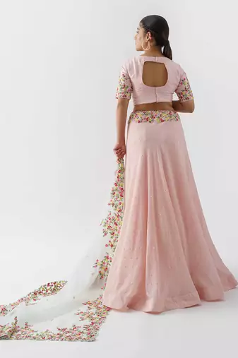 Pink Organza Lehenga