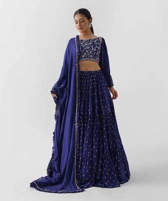 Purple Georgette Crepe Lehenga 1