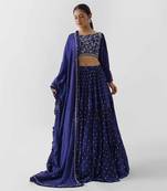 Purple Georgette Crepe Lehenga