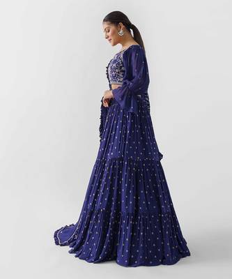 Purple Georgette Crepe Lehenga 2