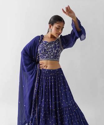 Purple Georgette Crepe Lehenga 3