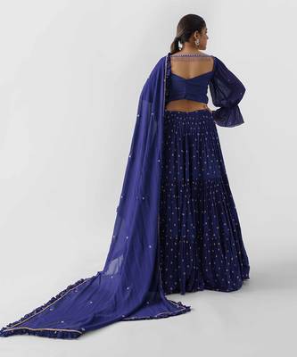 Purple Georgette Crepe Lehenga 4