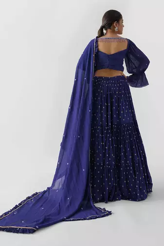 Purple Georgette Crepe Lehenga
