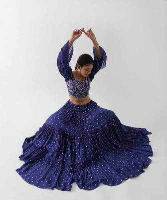 Purple Georgette Crepe Lehenga 5