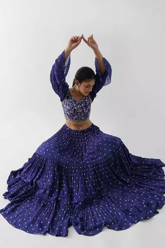 Purple Georgette Crepe Lehenga