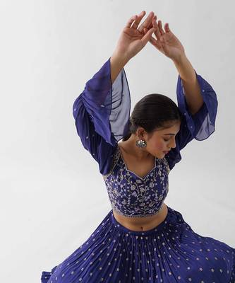 Purple Georgette Crepe Lehenga 6
