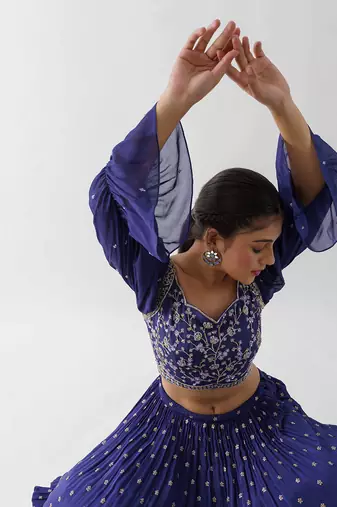 Purple Georgette Crepe Lehenga