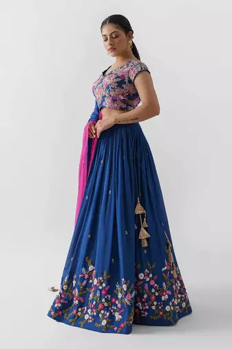 Royal Blue Georgette Crepe Lehenga