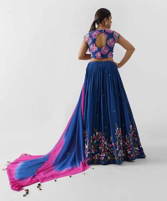 Royal Blue Georgette Crepe Lehenga 4