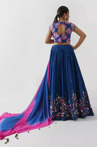Royal Blue Georgette Crepe Lehenga