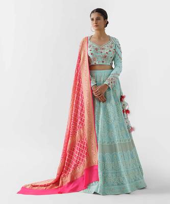 Sea Green Georgette Lehenga 1