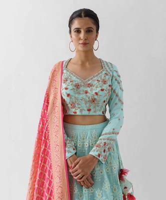 Sea Green Georgette Lehenga 2