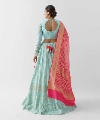Sea Green Georgette Lehenga 4