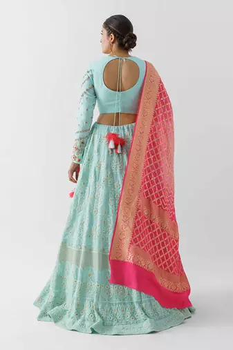 Sea Green Georgette Lehenga