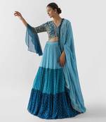 Blue Georgette Crepe Lehenga