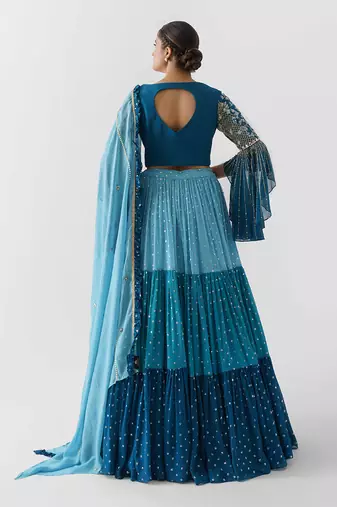 Blue Georgette Crepe Lehenga