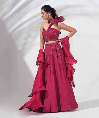 Pink Georgette Crepe Lehenga 2