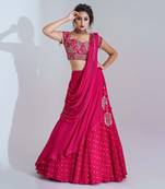 Pink Georgette Crepe Lehenga