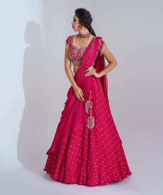 Pink Georgette Crepe Lehenga 2