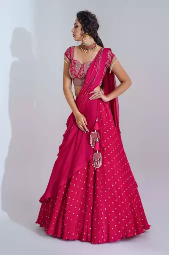 Pink Georgette Crepe Lehenga