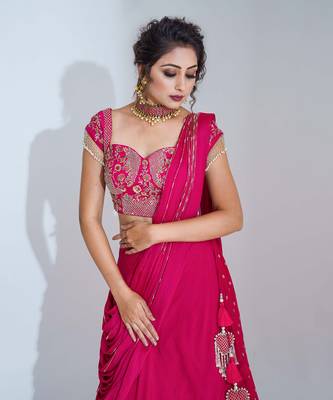 Pink Georgette Crepe Lehenga 3