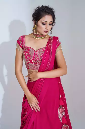Pink Georgette Crepe Lehenga