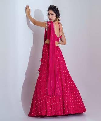 Pink Georgette Crepe Lehenga 4