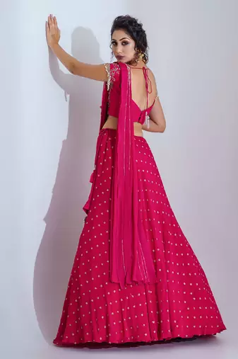 Pink Georgette Crepe Lehenga