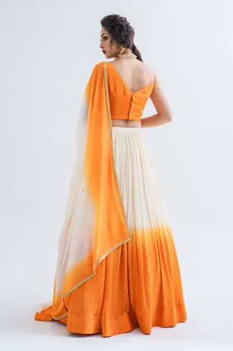 Off White Georgette Crepe Lehenga