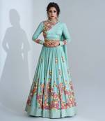 Sea Green Georgette Crepe Lehenga