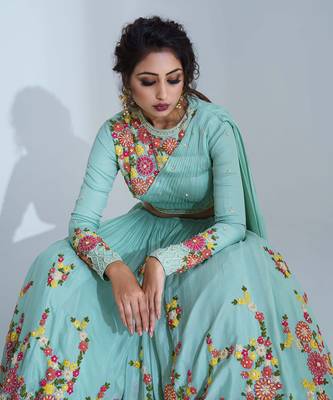 Sea Green Georgette Crepe Lehenga 3