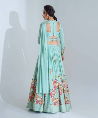 Sea Green Georgette Crepe Lehenga 5